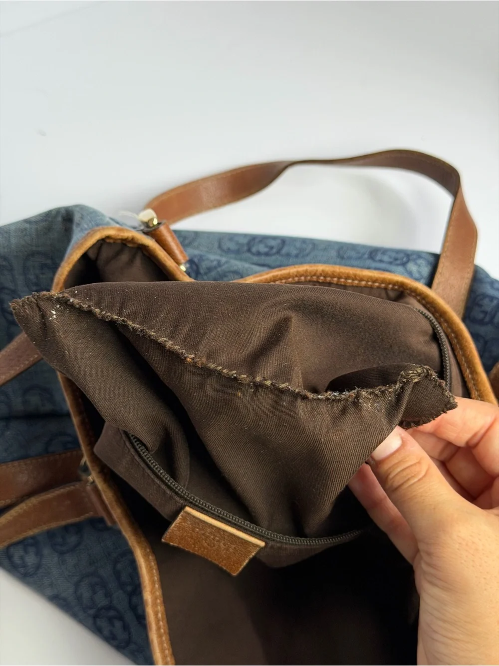Gucci GG Monogram Denim Abbey Hobo Bag